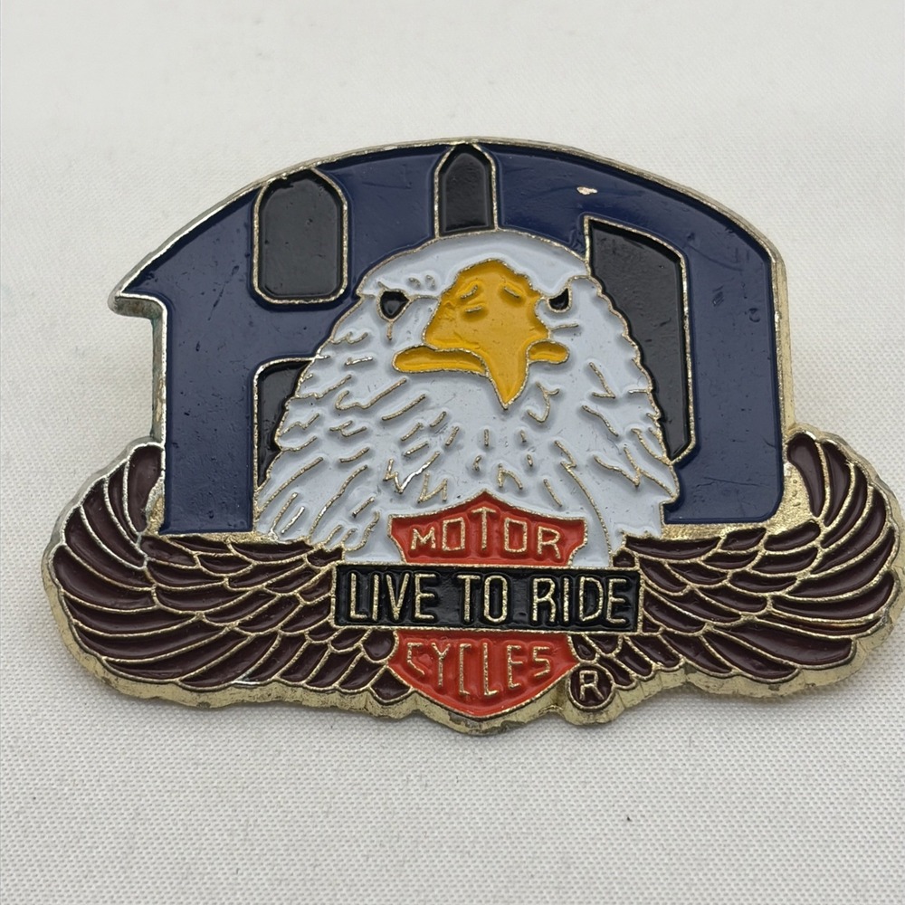 Harley Davidson Motorcycles Bald Eagle Live To Ride Lapel Hat Pin